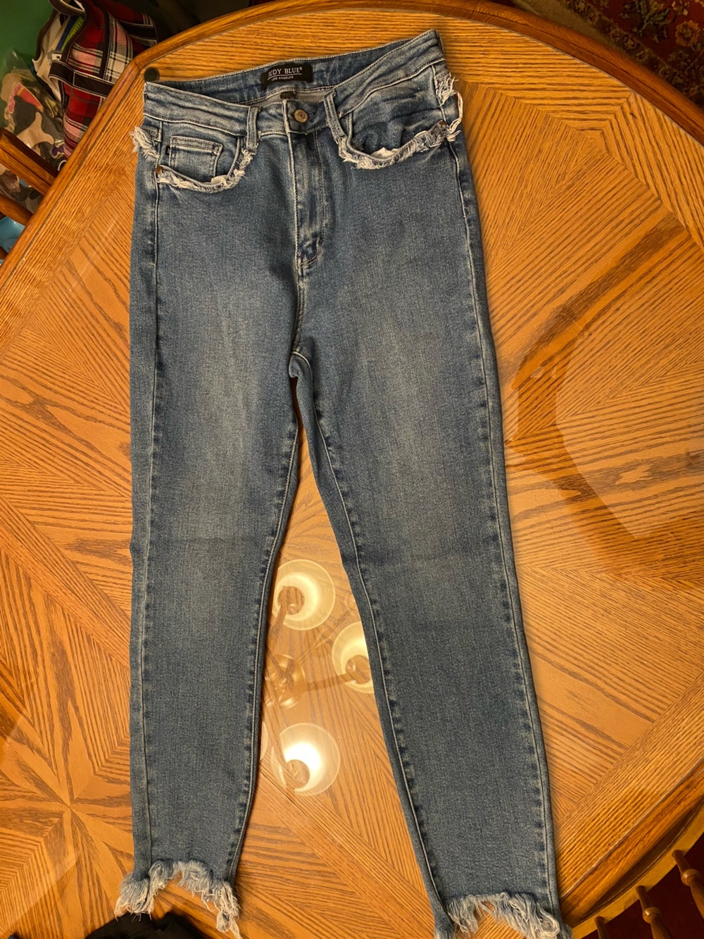 Judy Blue Distressed High-Rise Skinny Jeans in Blue Wash